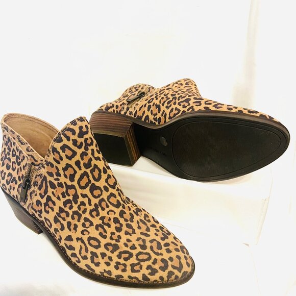 Lucky Brand-NWT-Leopard Print 2" Heels Women's Size 9 Leather Ankle Boots-Comfy - Picture 3 of 15